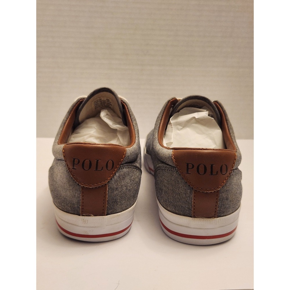 Polo Ralph‎ Lauren Vaughn Red & Gray Canvas Mens Shoes Sz 12D Preppy Ohio State - Picture 6 of 10